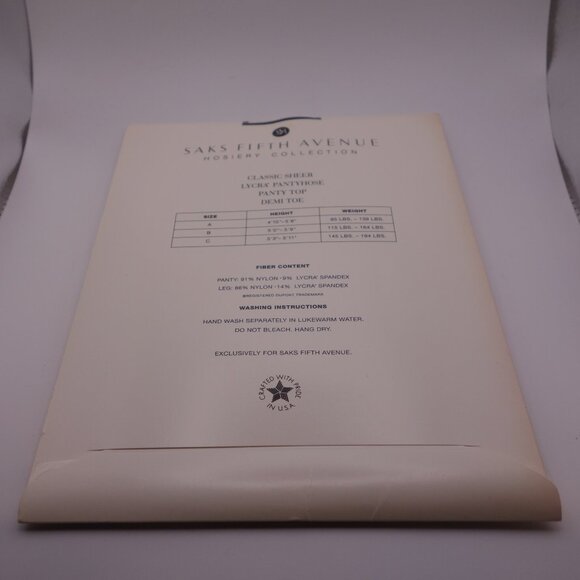 Saks Fifth Ave Vanilla Classic Sheer Lycra Pantyhose Panty Top Demi Toe Size C - Picture 6 of 11